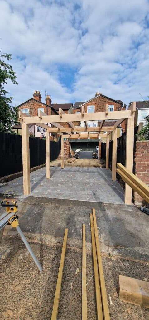 Oak pergola, July 2025